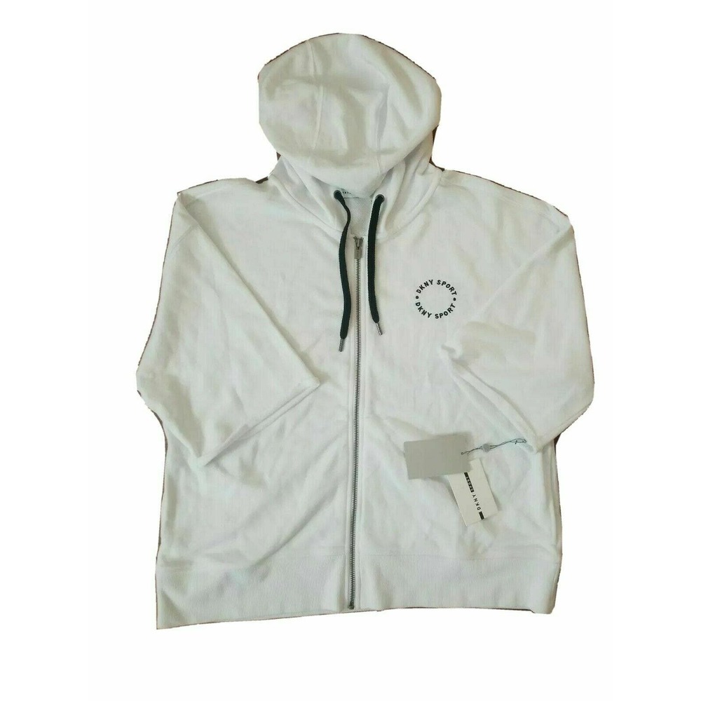 DKNY Sport Women Sweatshirt Zipper Hoodie White XS